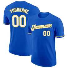 Load image into Gallery viewer, Custom Thunder Blue White-Yellow Performance T-Shirt