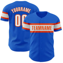 Load image into Gallery viewer, Custom Thunder Blue White-Orange Authentic Baseball Jersey