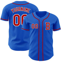 Load image into Gallery viewer, Custom Thunder Blue Red-White Authentic Baseball Jersey
