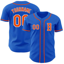 Load image into Gallery viewer, Custom Thunder Blue Orange-White Authentic Baseball Jersey
