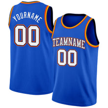 Load image into Gallery viewer, Custom Thunder Blue White Navy Orange-Gold Authentic Basketball Jersey
