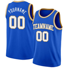 Load image into Gallery viewer, Custom Thunder Blue White-Old Gold Authentic Basketball Jersey