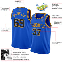 Load image into Gallery viewer, Custom Thunder Blue Black-Old Gold Authentic Basketball Jersey