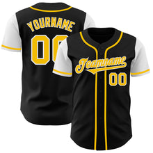 Load image into Gallery viewer, Custom Black Gold-White Authentic Two Tone Baseball Jersey