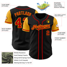 Load image into Gallery viewer, Custom Black Red-Gold Authentic Two Tone Baseball Jersey