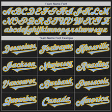 Load image into Gallery viewer, Custom Black Light Blue-Gold Authentic Two Tone Baseball Jersey