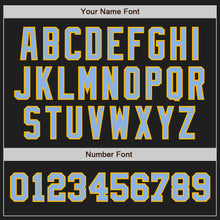 Load image into Gallery viewer, Custom Black Light Blue-Gold Authentic Two Tone Baseball Jersey