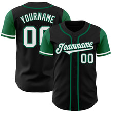 Load image into Gallery viewer, Custom Black White-Kelly Green Authentic Two Tone Baseball Jersey