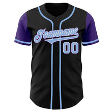 Load image into Gallery viewer, Custom Black Light Blue-Purple Authentic Two Tone Baseball Jersey