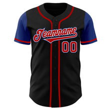 Load image into Gallery viewer, Custom Black Red-Royal Authentic Two Tone Baseball Jersey
