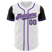 Load image into Gallery viewer, Custom White Purple-Black Authentic Two Tone Baseball Jersey