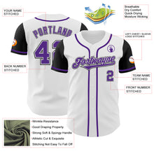 Load image into Gallery viewer, Custom White Purple-Black Authentic Two Tone Baseball Jersey