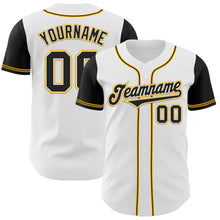 Load image into Gallery viewer, Custom White Black-Gold Authentic Two Tone Baseball Jersey