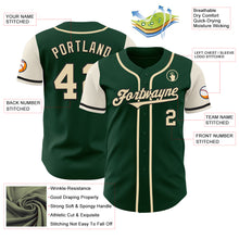 Load image into Gallery viewer, Custom Green Cream-Black Authentic Two Tone Baseball Jersey