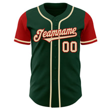 Load image into Gallery viewer, Custom Green Cream-Red Authentic Two Tone Baseball Jersey