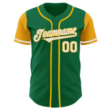 Load image into Gallery viewer, Custom Kelly Green White-Gold Authentic Two Tone Baseball Jersey