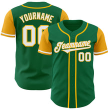 Load image into Gallery viewer, Custom Kelly Green White-Gold Authentic Two Tone Baseball Jersey