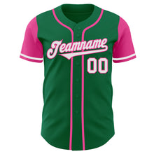 Load image into Gallery viewer, Custom Kelly Green White-Pink Authentic Two Tone Baseball Jersey