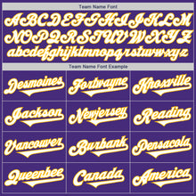Load image into Gallery viewer, Custom Purple White-Gold Authentic Two Tone Baseball Jersey
