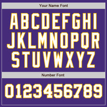 Load image into Gallery viewer, Custom Purple White-Gold Authentic Two Tone Baseball Jersey