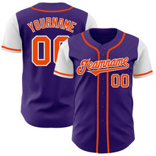 Load image into Gallery viewer, Custom Purple Orange-White Authentic Two Tone Baseball Jersey