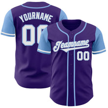 Load image into Gallery viewer, Custom Purple White-Light Blue Authentic Two Tone Baseball Jersey
