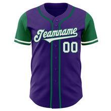 Load image into Gallery viewer, Custom Purple White-Kelly Green Authentic Two Tone Baseball Jersey