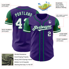 Load image into Gallery viewer, Custom Purple White-Kelly Green Authentic Two Tone Baseball Jersey