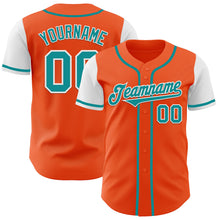 Load image into Gallery viewer, Custom Orange Teal-White Authentic Two Tone Baseball Jersey