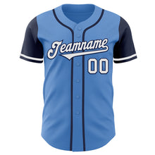 Load image into Gallery viewer, Custom Powder Blue White-Navy Authentic Two Tone Baseball Jersey