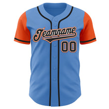 Load image into Gallery viewer, Custom Powder Blue Black-Orange Authentic Two Tone Baseball Jersey