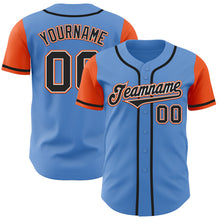 Load image into Gallery viewer, Custom Powder Blue Black-Orange Authentic Two Tone Baseball Jersey