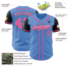 Load image into Gallery viewer, Custom Powder Blue Pink-Black Authentic Two Tone Baseball Jersey