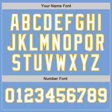 Load image into Gallery viewer, Custom Light Blue White-Gold Authentic Two Tone Baseball Jersey
