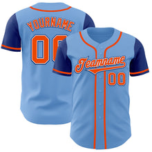 Load image into Gallery viewer, Custom Light Blue Orange-Royal Authentic Two Tone Baseball Jersey