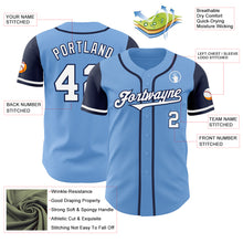 Load image into Gallery viewer, Custom Light Blue White-Navy Authentic Two Tone Baseball Jersey