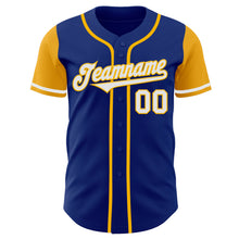 Load image into Gallery viewer, Custom Royal White-Gold Authentic Two Tone Baseball Jersey