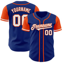 Load image into Gallery viewer, Custom Royal White-Orange Authentic Two Tone Baseball Jersey