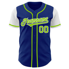 Load image into Gallery viewer, Custom Royal Neon Green-White Authentic Two Tone Baseball Jersey