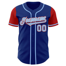 Load image into Gallery viewer, Custom Royal Light Blue-Red Authentic Two Tone Baseball Jersey