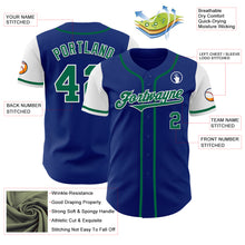 Load image into Gallery viewer, Custom Royal Kelly Green-White Authentic Two Tone Baseball Jersey