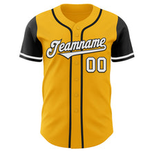 Load image into Gallery viewer, Custom Gold White-Black Authentic Two Tone Baseball Jersey