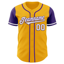 Load image into Gallery viewer, Custom Gold White-Purple Authentic Two Tone Baseball Jersey