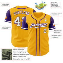 Load image into Gallery viewer, Custom Gold White-Purple Authentic Two Tone Baseball Jersey