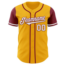 Load image into Gallery viewer, Custom Gold White-Crimson Authentic Two Tone Baseball Jersey
