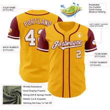 Load image into Gallery viewer, Custom Gold White-Crimson Authentic Two Tone Baseball Jersey