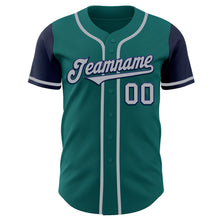 Load image into Gallery viewer, Custom Teal Gray-Navy Authentic Two Tone Baseball Jersey