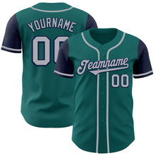 Load image into Gallery viewer, Custom Teal Gray-Navy Authentic Two Tone Baseball Jersey