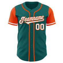 Load image into Gallery viewer, Custom Teal White-Orange Authentic Two Tone Baseball Jersey