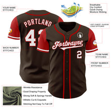 Load image into Gallery viewer, Custom Brown White-Red Authentic Two Tone Baseball Jersey